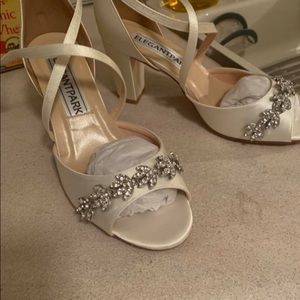 Ivory embellished evening shoes